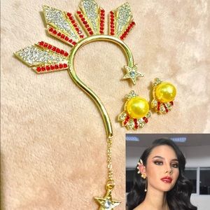 Miss Universe Philippines Catriona Gray Two Stars and Sun Ear Cuff, Pageant, CZ